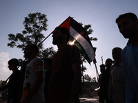 Shia men shout slogans against Israel in Baramulla, Jammu and Kashmir, India, on October 4, 2024. Protests erupt in Baramulla District again...