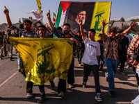 Shia men shout slogans against Israel in Baramulla, Jammu and Kashmir, India, on October 4, 2024. Protests erupt in Baramulla District again...