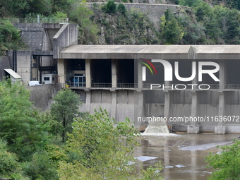 Several thousand dead fish are found following the emptying of the Collanges dam in Saint Michel d'Aurance in Ardeche, France, on October 4,...