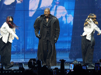 American singer, songwriter, and dancer Usher Raymond IV, known as Usher, performs on stage during the Usher: Past Present Future Tour at th...