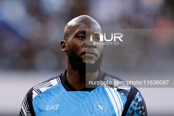 Romelu Lukaku of SSC Napoli looks on during the serie Serie A Enilive match between SSC Napoli and Como 1907 at Stadio Diego Armando Maradon...