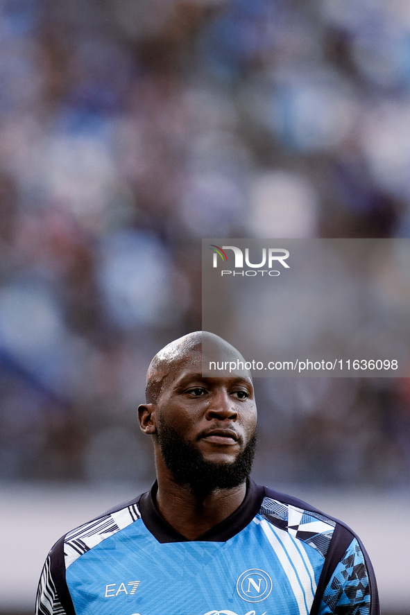 Romelu Lukaku of SSC Napoli looks on during the serie Serie A Enilive match between SSC Napoli and Como 1907 at Stadio Diego Armando Maradon...