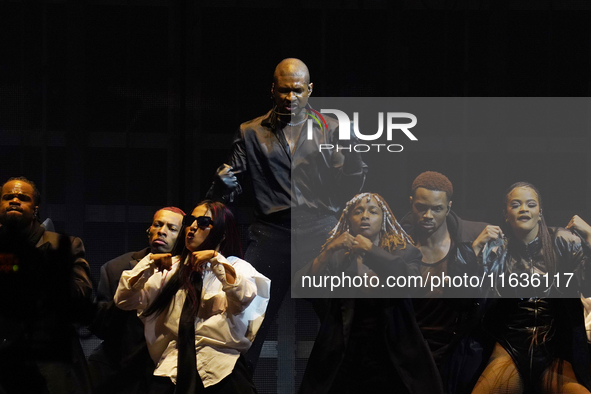 American singer, songwriter, and dancer Usher Raymond IV, known as Usher, performs on stage during the Usher: Past Present Future Tour at th...