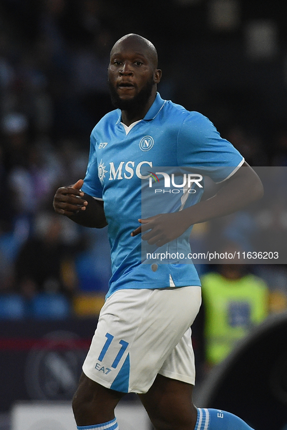 Romelu Lukaku of SSC Napoli during the Serie A match between SSC Napoli and Como at Stadio Diego Armando Maradona Naples Italy on 4 October...