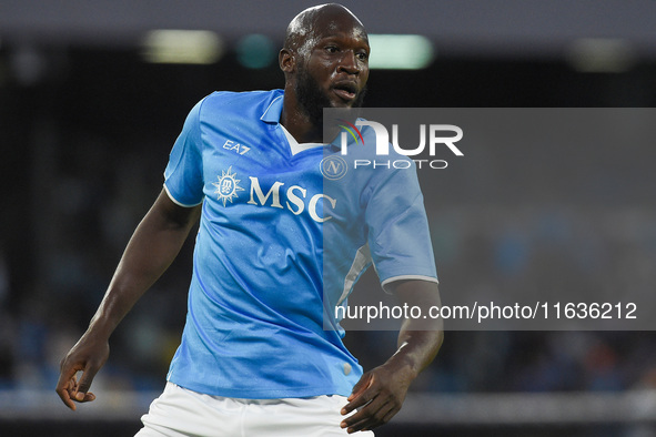 Romelu Lukaku of SSC Napoli during the Serie A match between SSC Napoli and Como at Stadio Diego Armando Maradona Naples Italy on 4 October...