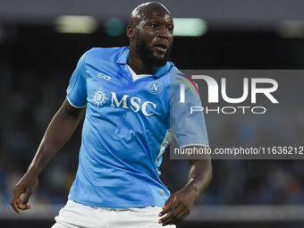 Romelu Lukaku of SSC Napoli during the Serie A match between SSC Napoli and Como at Stadio Diego Armando Maradona Naples Italy on 4 October...