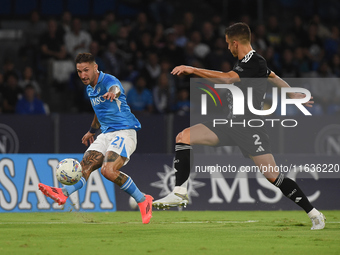 Matteo Politano of SSC Napoli during the Serie A match between SSC Napoli and Como at Stadio Diego Armando Maradona Naples Italy on 4 Octobe...