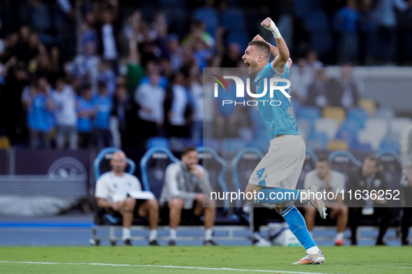 Alessandro Buongiorno of SSC Napoli celebrates after Scott McTominay of SSC Napoli scored first goal during the serie Serie A Enilive match...