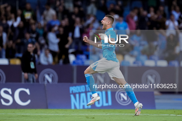 Alessandro Buongiorno of SSC Napoli celebrates after Scott McTominay of SSC Napoli scored first goal during the serie Serie A Enilive match...