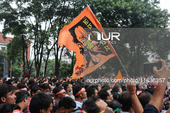 A minority alliance stages a procession and rally in front of the central Shaheed Minar in Dhaka, Bangladesh, on October 4, 2024, demanding...