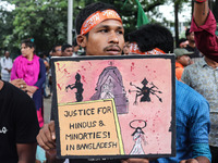 A minority alliance stages a procession and rally in front of the central Shaheed Minar in Dhaka, Bangladesh, on October 4, 2024, demanding...