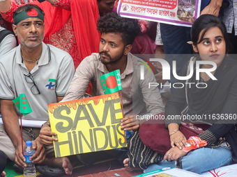 A minority alliance stages a procession and rally in front of the central Shaheed Minar in Dhaka, Bangladesh, on October 4, 2024, demanding...