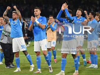 Players of SSC Napoli celebrate at the end of the Serie A match between SSC Napoli and Como at Stadio Diego Armando Maradona Naples Italy on...