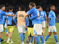 Players of SSC Napoli celebrate at the end of the Serie A match between SSC Napoli and Como at Stadio Diego Armando Maradona Naples Italy on...