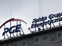 PGE Polska Grupa Energetyczna logo is seen in Warsaw, Poland on October 4, 2024. (