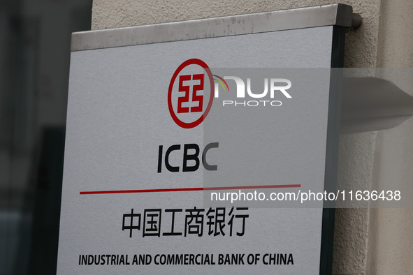 Industrial and Commercial Bank of China logo is seen in Warsaw, Poland on October 4, 2024. (