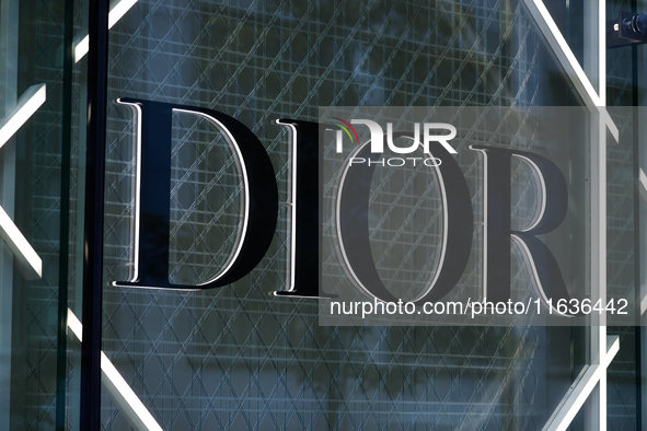 Dior logo is seen in Warsaw, Poland on October 4, 2024. (