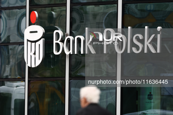 PKO Bank Polski logo is seen in Warsaw, Poland on October 4, 2024. (