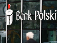 PKO Bank Polski logo is seen in Warsaw, Poland on October 4, 2024. (