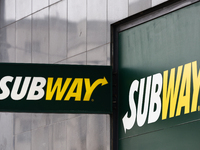 Subway logo is seen in Warsaw, Poland on October 4, 2024. (