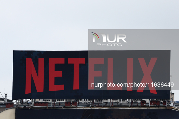 Netflix logo is seen in Warsaw, Poland on October 4, 2024. (