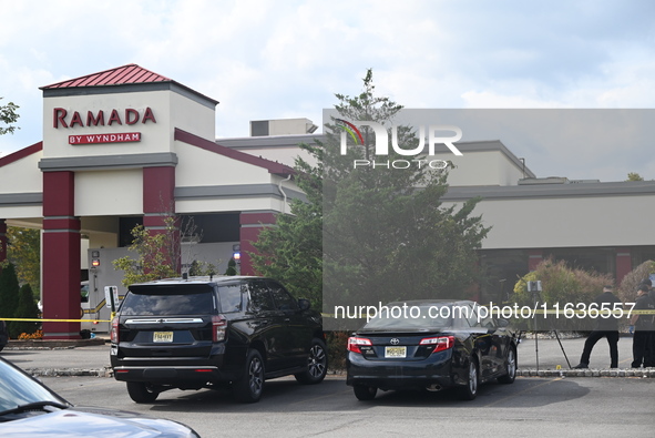 A shooting at the Ramada Inn leaves one person dead and one person injured in Fairfield, New Jersey, United States, on October 4, 2024. The...