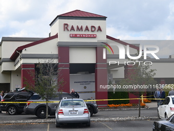 A shooting at the Ramada Inn leaves one person dead and one person injured in Fairfield, New Jersey, United States, on October 4, 2024. The...