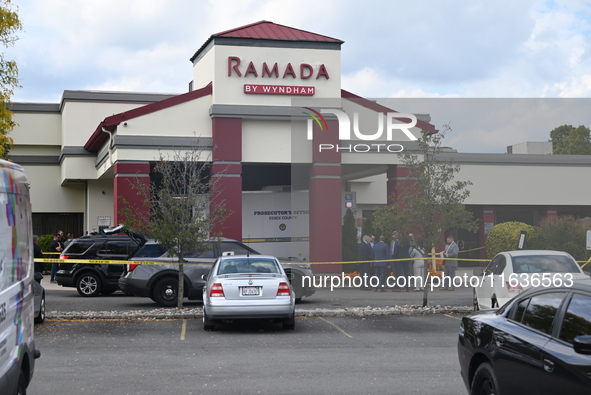 A shooting at the Ramada Inn leaves one person dead and one person injured in Fairfield, New Jersey, United States, on October 4, 2024. The...