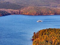 The scenery of Jingyuetan National Forest Park in Changchun, Jilin province, China, on October 4, 2024, is shown. (