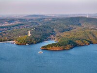 The scenery of Jingyuetan National Forest Park in Changchun, Jilin province, China, on October 4, 2024, is shown. (