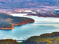 The scenery of Jingyuetan National Forest Park in Changchun, Jilin province, China, on October 4, 2024, is shown. (