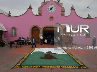 View of an image of St. Francis of Assisi in Tepito in Mexico City, Mexico, on October 4, 2024, where the inhabitants celebrate the Day of S...