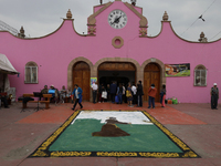 View of an image of St. Francis of Assisi in Tepito in Mexico City, Mexico, on October 4, 2024, where the inhabitants celebrate the Day of S...