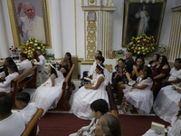 A view of a first communion in a church in Tepito, Mexico City, on October 4, 2024, where the inhabitants celebrate the Day of St. Francis o...