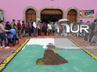 View of an image of St. Francis of Assisi in Tepito in Mexico City, Mexico, on October 4, 2024, where the inhabitants celebrate the Day of S...