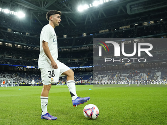 David Jimenez right-back of Real Madrid and Spain during the warm-up before the La Liga match between Real Madrid CF and Deportivo Alavés at...