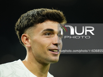 David Jimenez right-back of Real Madrid and Spain during the warm-up before the La Liga match between Real Madrid CF and Deportivo Alavés at...