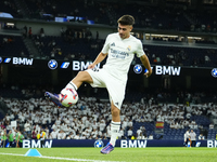 David Jimenez right-back of Real Madrid and Spain during the warm-up before the La Liga match between Real Madrid CF and Deportivo Alavés at...