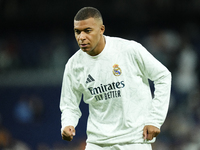 Kylian Mbappe centre-forward of Real Madrid and France during the warm-up before the La Liga match between Real Madrid CF and Deportivo Alav...