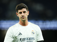 Thibaut Courtois goalkeeper of Real Madrid and Belgium during the warm-up before the La Liga match between Real Madrid CF and Deportivo Alav...