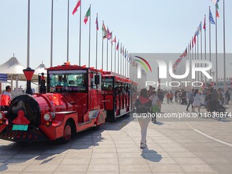 Tourists visit the International Sailing Center in Qingdao, China, on October 3, 2024. (