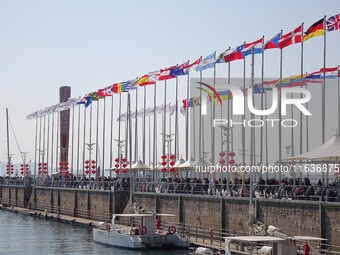 Tourists visit the International Sailing Center in Qingdao, China, on October 3, 2024. (