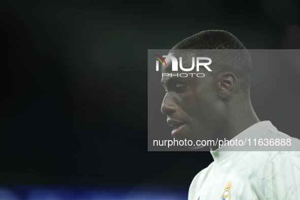 Ferland Mendy left-back of Real Madrid and France during the warm-up before the La Liga match between Real Madrid CF and Deportivo Alavés at...