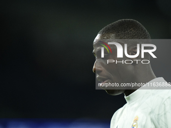 Ferland Mendy left-back of Real Madrid and France during the warm-up before the La Liga match between Real Madrid CF and Deportivo Alavés at...