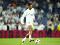 Jude Bellingham central midfield of Real Madrid and England during the warm-up before the La Liga match between Real Madrid CF and Deportivo...