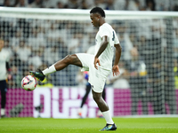 Vinicius Junior left winger of Real Madrid and Brazil during the warm-up before the La Liga match between Real Madrid CF and Deportivo Alavé...