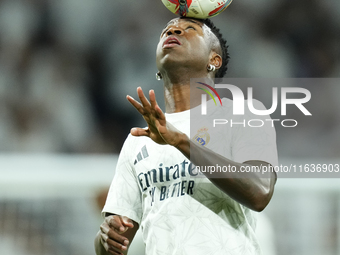 Vinicius Junior left winger of Real Madrid and Brazil during the warm-up before the La Liga match between Real Madrid CF and Deportivo Alavé...