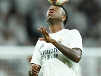 Vinicius Junior left winger of Real Madrid and Brazil during the warm-up before the La Liga match between Real Madrid CF and Deportivo Alavé...