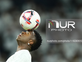 Vinicius Junior left winger of Real Madrid and Brazil during the warm-up before the La Liga match between Real Madrid CF and Deportivo Alavé...