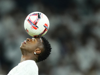 Vinicius Junior left winger of Real Madrid and Brazil during the warm-up before the La Liga match between Real Madrid CF and Deportivo Alavé...